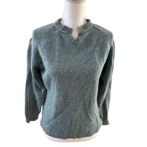 Woolrich Wool Contrast Stitch Winter Sweater Blue Green M